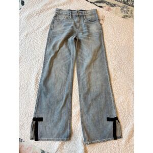 PacSun Lena Super Baggy Jeans Light Wash Bow Slit Hem Size 23 Marita